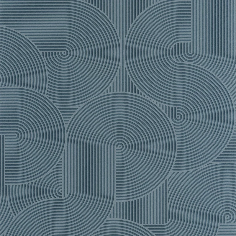 Caselio Modern geometrikus kék vinyl tapéta Circle Bleu 53 cm X 10 m