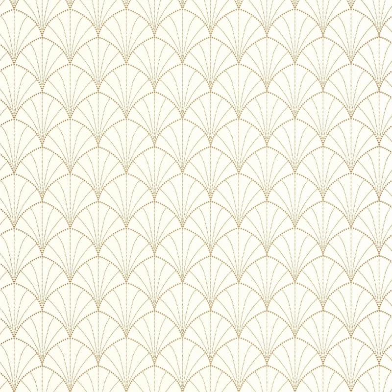 Caselio Pálma mintás art deco fehér-arany vinyl tapéta Edgar Blanc Or 53 cm X 10 m