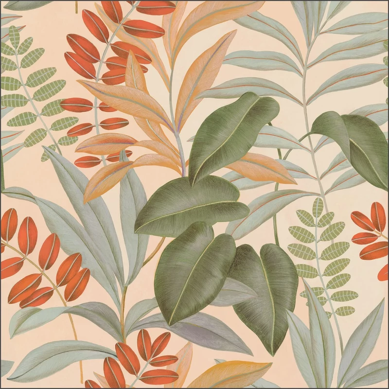 Caselio Nagy levél mintás színes mediterrán vlies poszter tapéta Avignon Multicouleurs 250 cm X 2,5 m