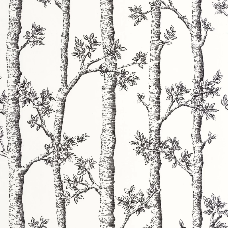 Caselio Fa mintás modern fekete-fehér vlies tapéta Automne Blanc 53 cm X 10 m