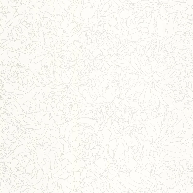 Caselio Fényes virág mintás elegáns fehér vinyl tapéta Glow Blanc Irise 53 cm X 10 m