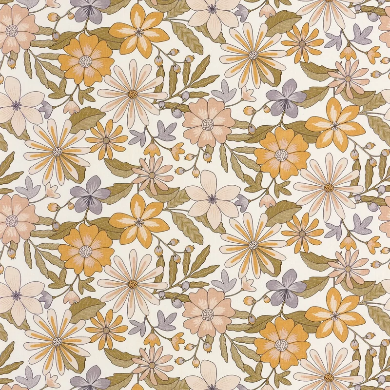 Caselio Virág mintás retro lila-zöld vinyl tapéta Emy Violet Vert 53 cm X 10 m