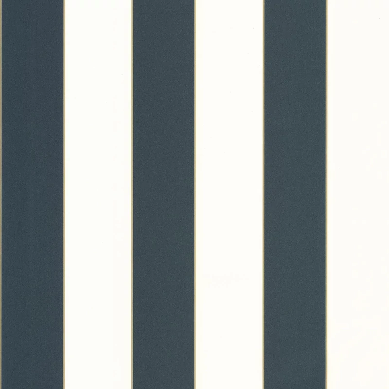 Caselio Elegáns csíkos sötétkék vinyl tapéta arany széllel Moonlight Golden Lines Bleu 53 cm X 10 m