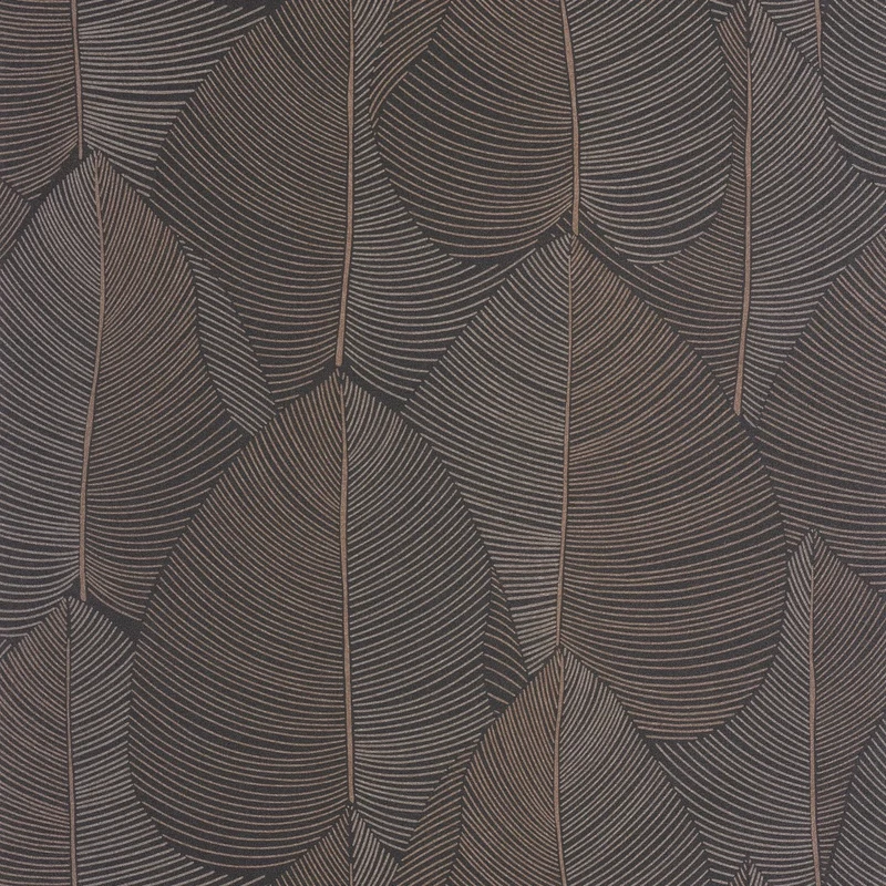 Caselio Levél mintás fekete vinyl tapéta Nuance Noir Irise 53 cm X 10 m