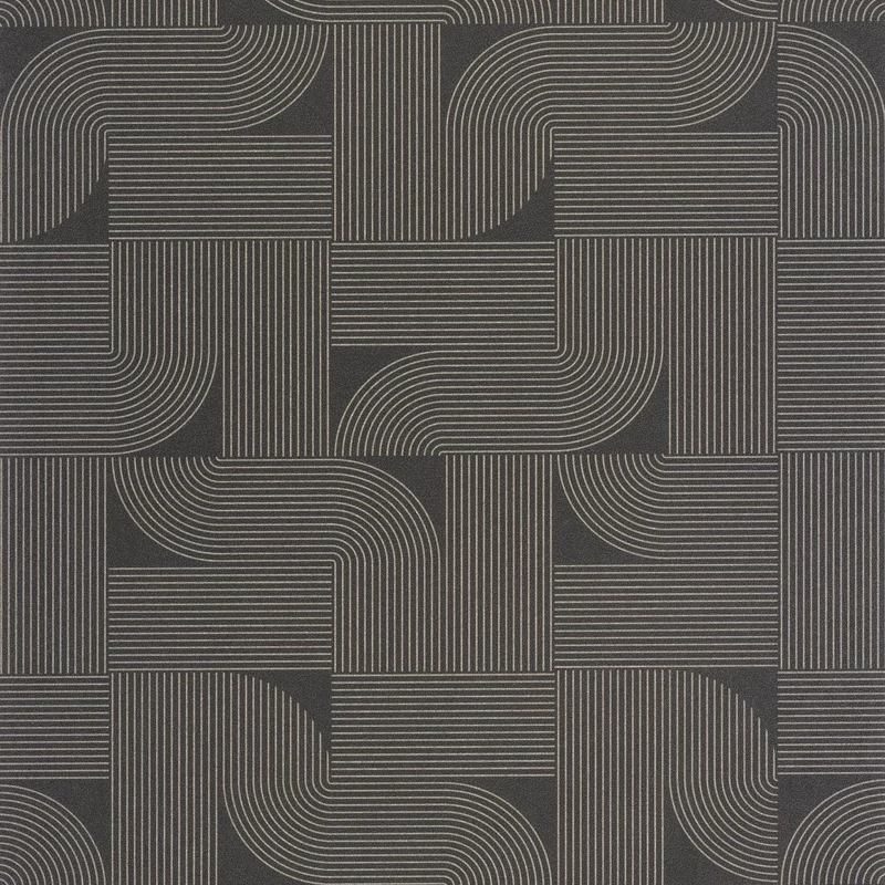 Caselio Geometrikus modern fekete-arany vinyl tapéta Softness Noir Or 53 cm X 10 m
