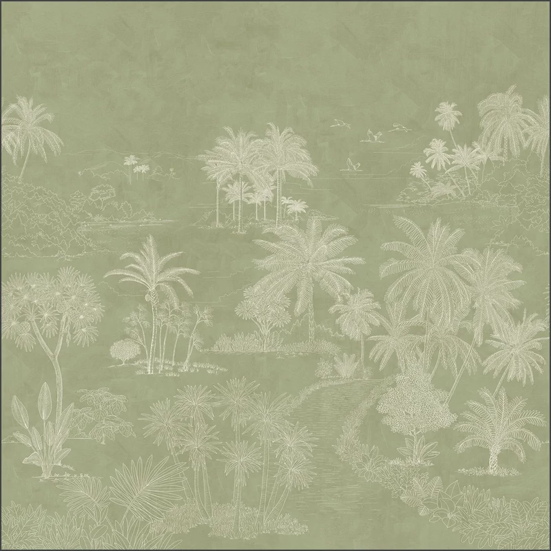 Caselio Elegáns fa mintás zöld vlies poszter tapéta Timor Vert 250 cm X 2,5 m