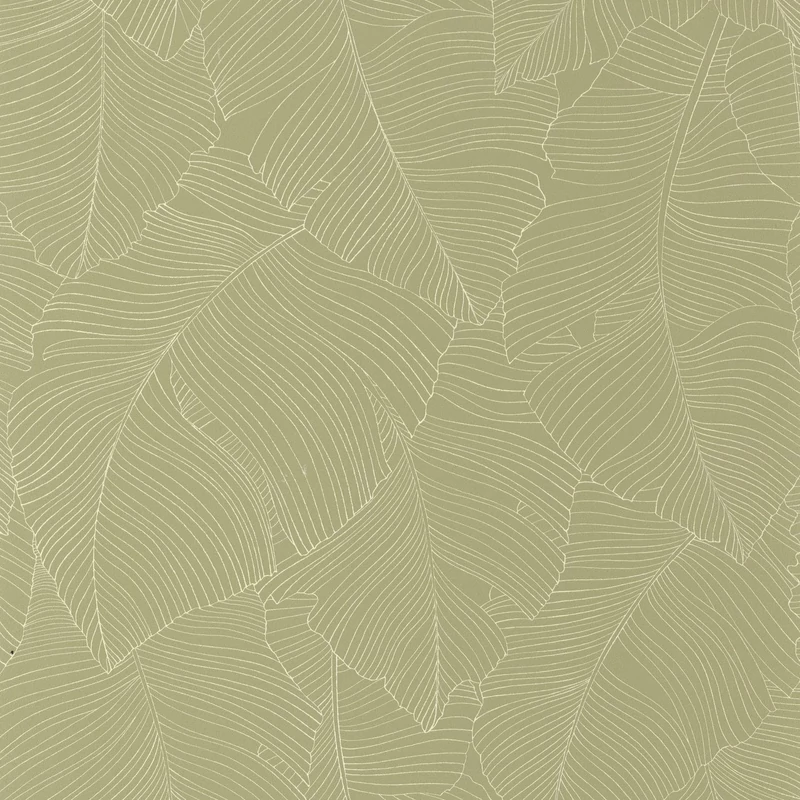 Caselio Nagy levél mintás modern keki zöld vinyl tapéta Vegetalia Kaki 53 cm X 10 m