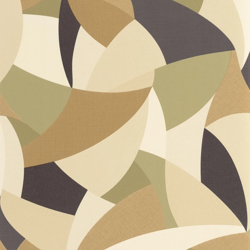 Caselio Absztrakt mintás modern zöld vinyl tapéta Concerto Vert Camel 53 cm X 10 m