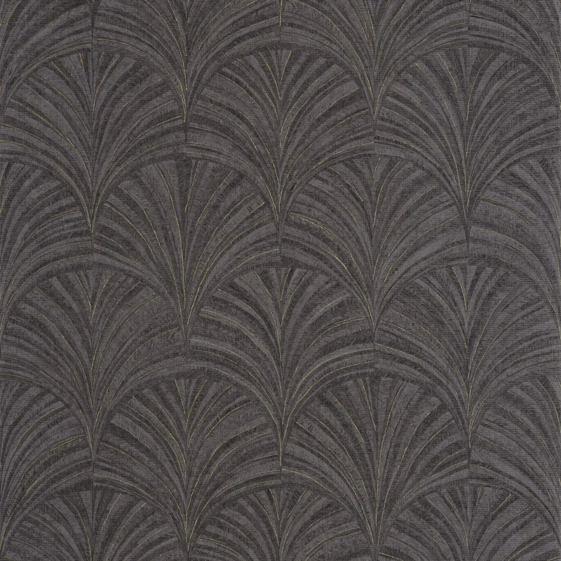 Caselio Palmetta mintás modern fekete vinyl tapéta arany fénnyel Vibration Noir Or 53 cm X 10 m