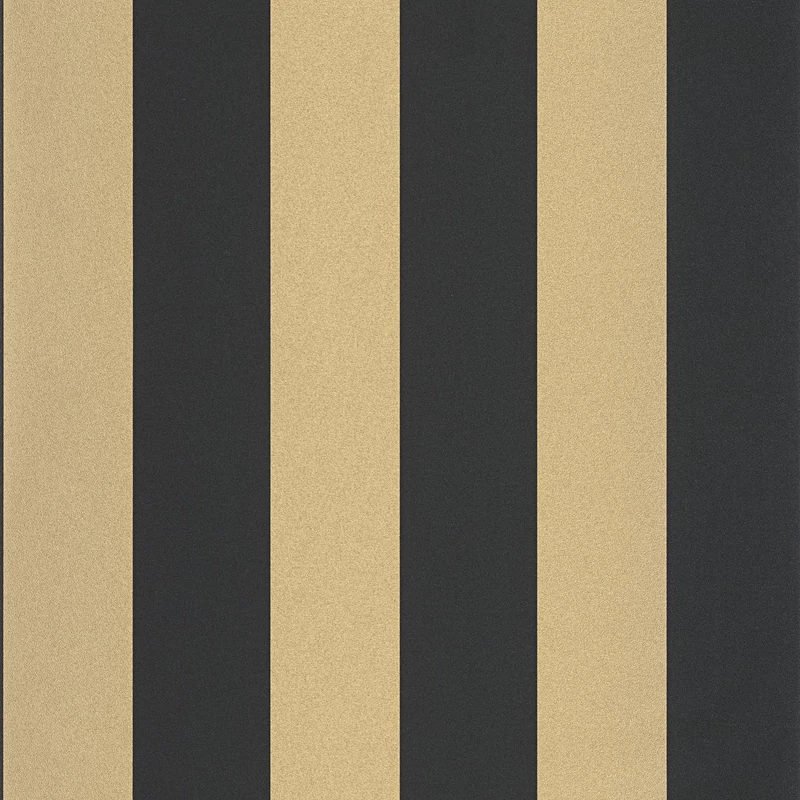 Caselio Széles csíkos fekete-arany vinyl tapéta Wide Lines Noir Doree 53 cm X 10 m