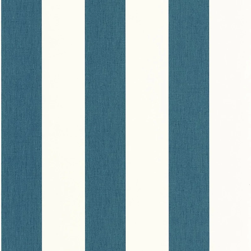 Caselio Klasszikus csíkos kék vinyl tapéta Linen Lines Bleu Canard 53 cm X 10 m