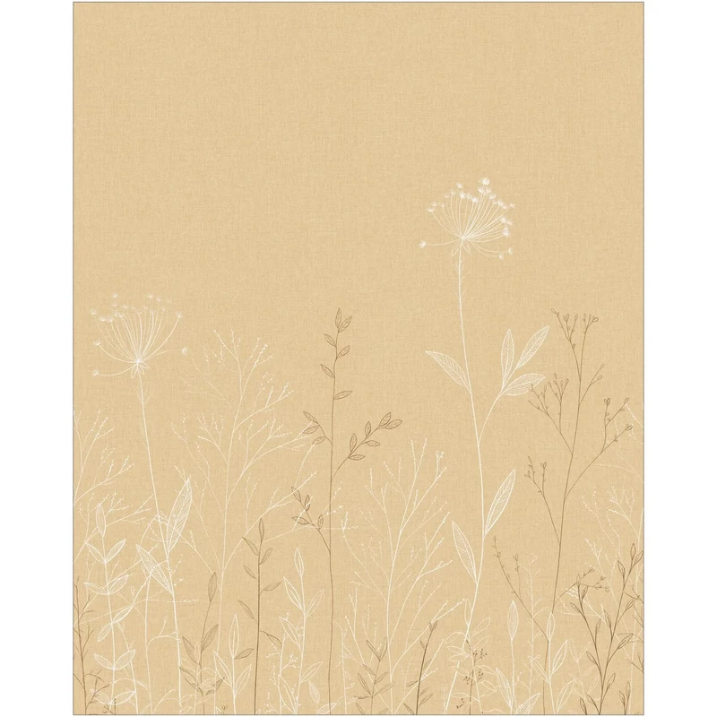 Caselio Botanikai mintás bézs vlies poszter tapéta Field Line Lin 50 cm X 3 m