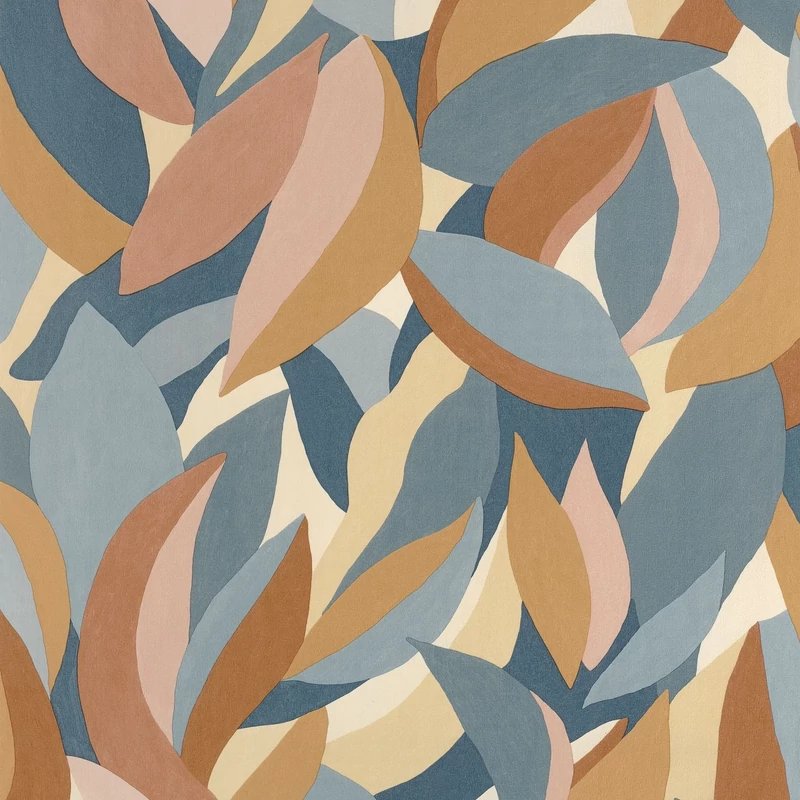 Caselio Modern levélmintás kék vinyl tapéta Ephyra Bleu 53 cm X 10 m