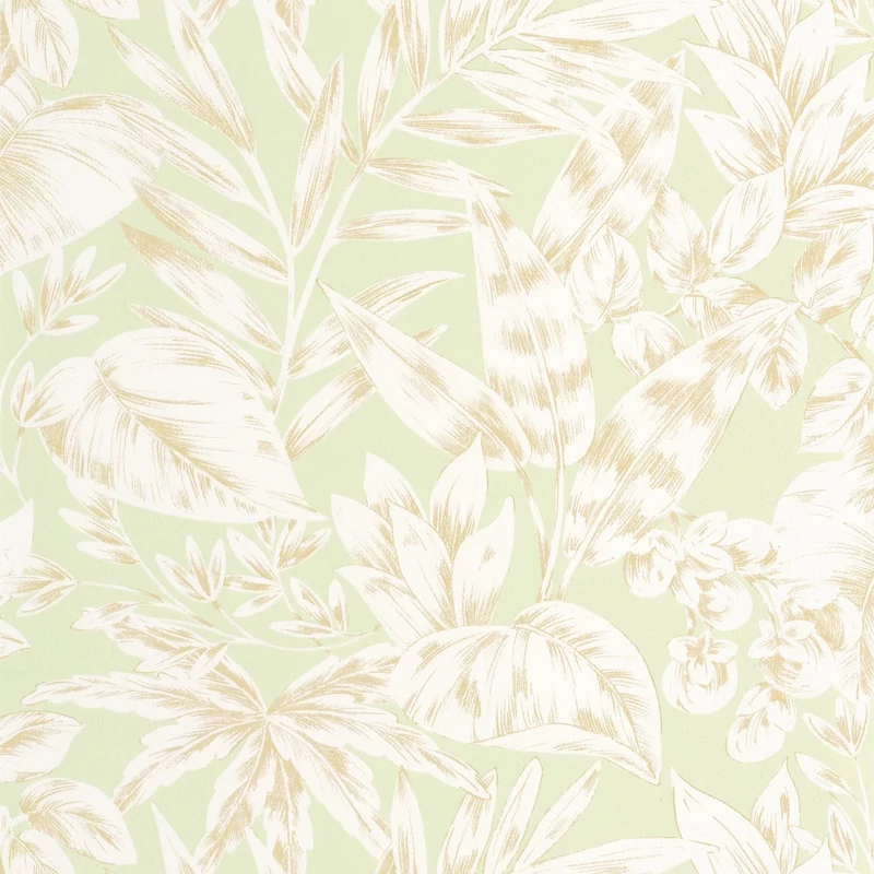 Caselio Levélmintás mandulazöld vinyl tapéta Kalea Vert Amande 53 cm X 10 m