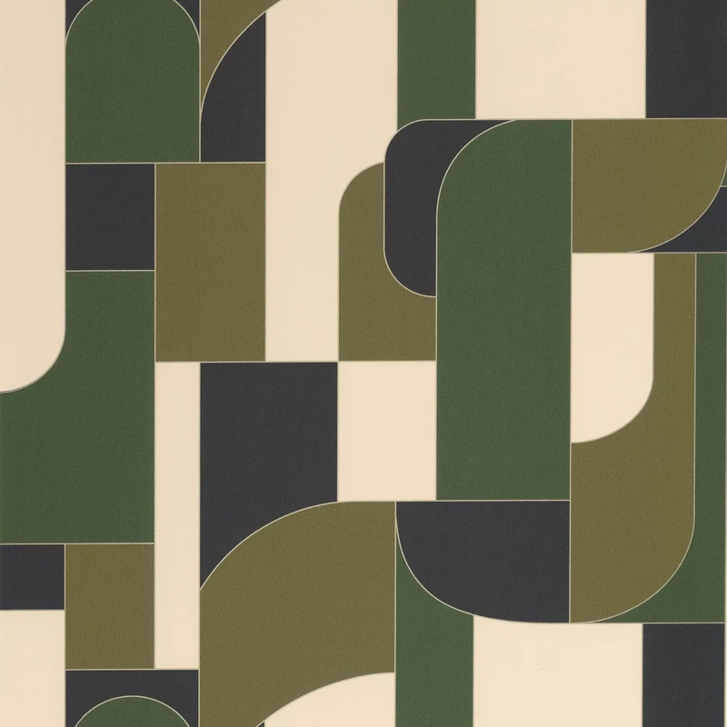 Caselio Geometriai mintás modern olivazöld vinyl tapéta Achille Olive 53 cm X 10 m