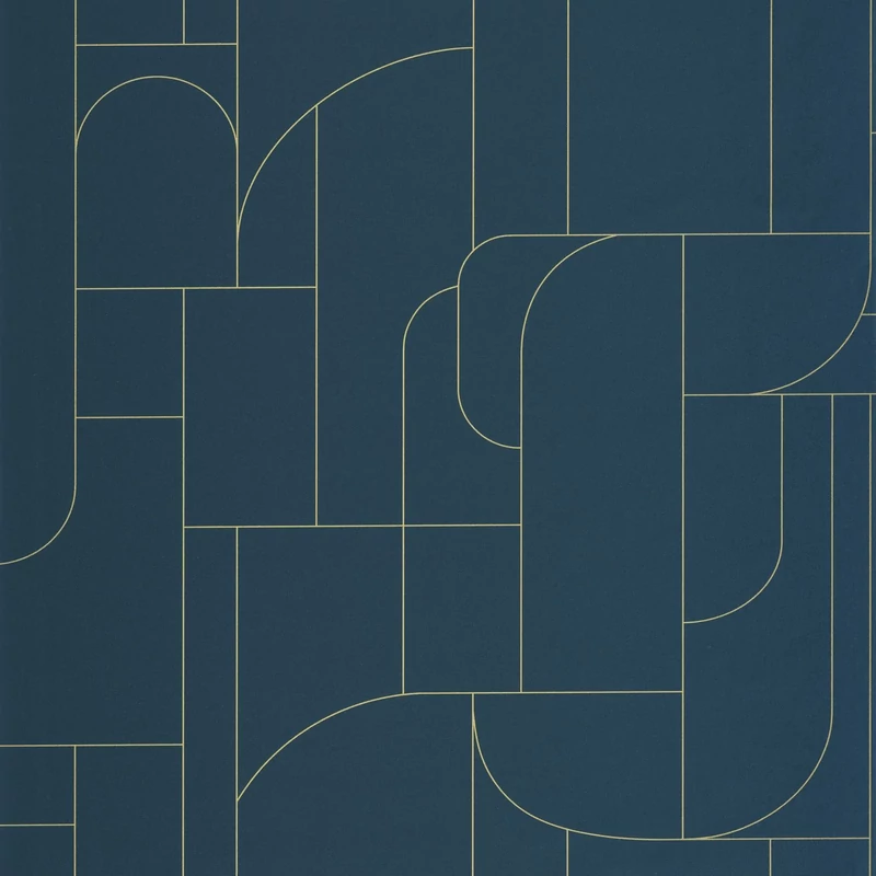 Caselio Geometriai mintás modern sötétkék vinyl tapéta Achille Bleu Nuit 53 cm X 10 m
