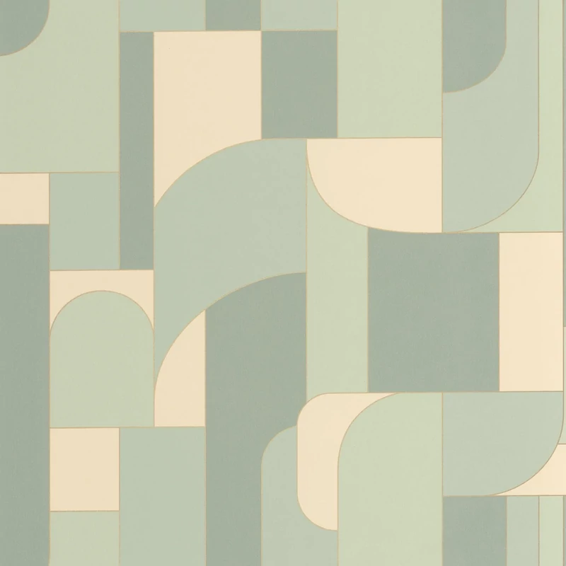 Caselio Geometriai mintás modern pasztell zöld vinyl tapéta Achille Vert De Gris 53 cm X 10 m