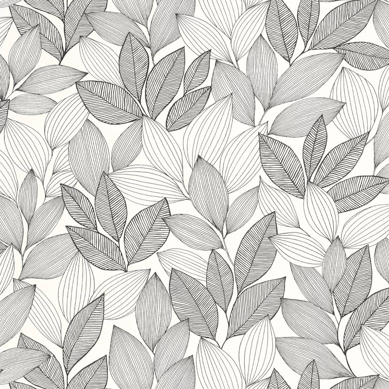Caselio Botanikai mintás fehér-fekete vinyl tapéta Little Botanica Noir Et Blanc 53 cm X 10 m