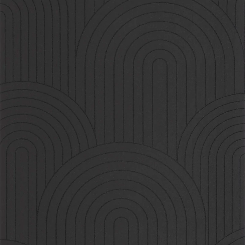 Caselio Geometriai mintás art deco fekete vlies tapéta Curved Line Noir 53 cm X 10 m