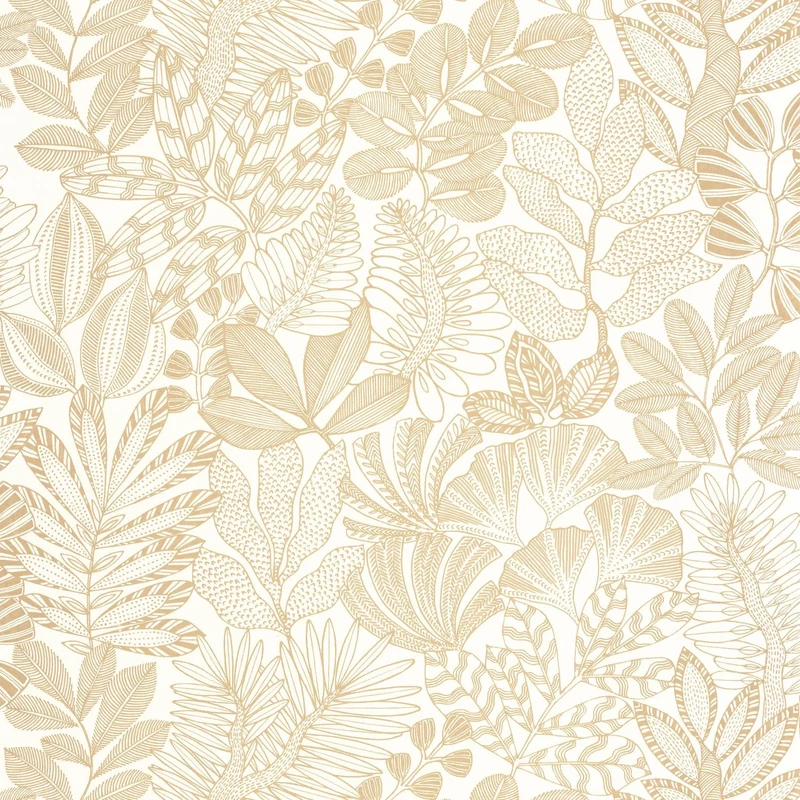 Caselio Dzsungel mintás egzotikus fehér-arany vinyl tapéta Golden Jungle Blanc Or 53 cm X 10 m