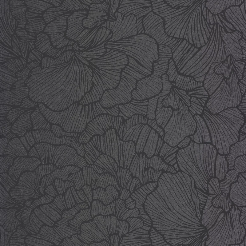 Caselio Óriás virágmintás fekete vlies tapéta Delicate Petals Noir 53 cm X 10 m