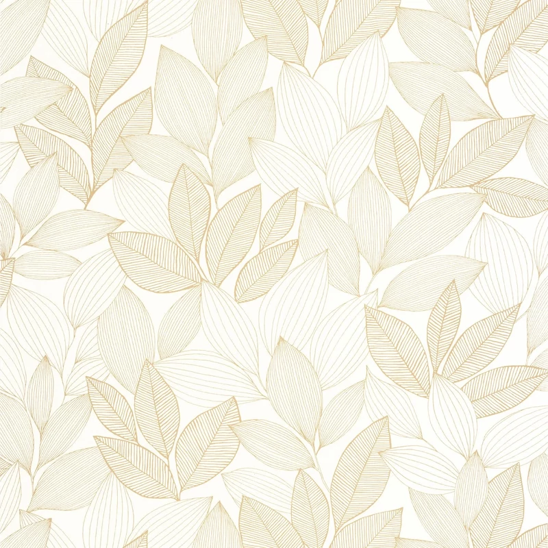 Caselio Botanikai mintás fehér-arany vinyl tapéta Little Botanica Blanc Or 53 cm X 10 m