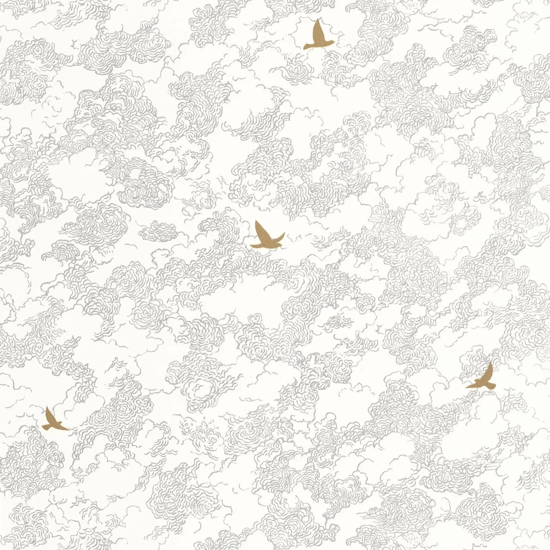 Caselio Elegáns fekete-fehér madár mintás vlies tapéta Golden Flight Noir 53 cm X 10 m