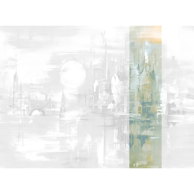 JV Holdfényes város pasztell zöld vinyl poszter tapéta Millennium Pastel 68 cm X 3 m