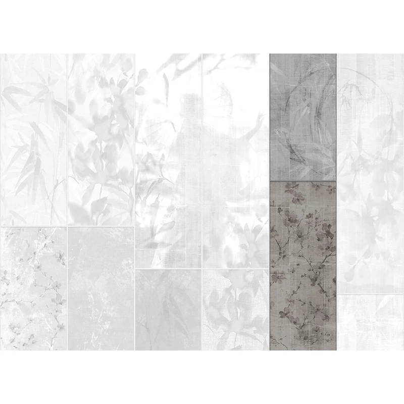 JV Japán nő virágokkal szürke vinyl poszter tapéta Sumi Anthracite 68 cm X 3 m