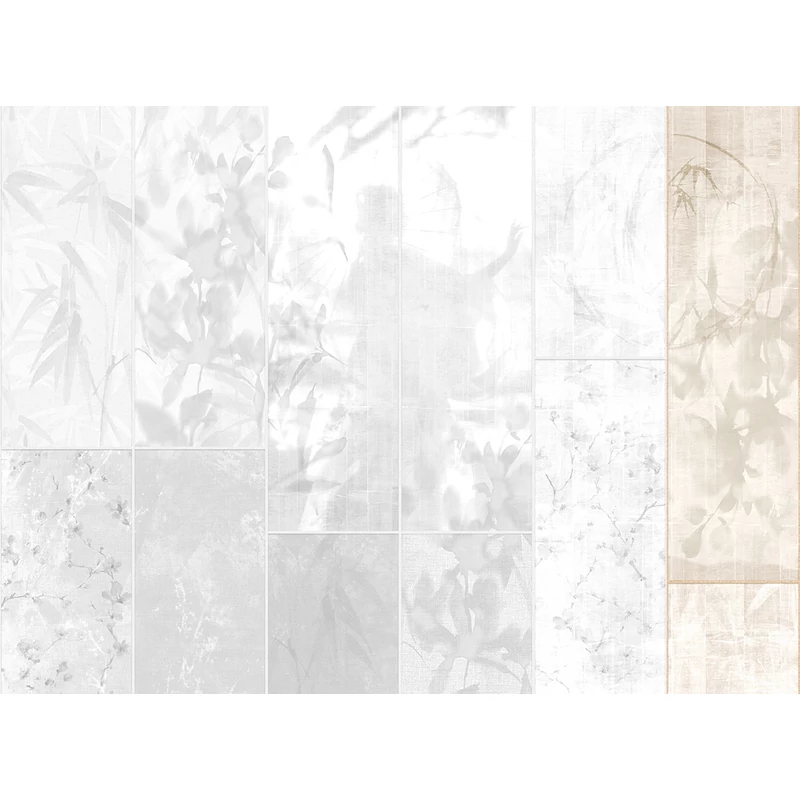 JV Japán nő virágokkal bézs vinyl poszter tapéta Sumi Beige 68 cm X 3 m