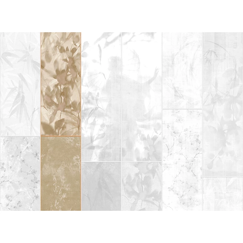 JV Japán nő virágokkal arany vinyl poszter tapéta Sumi Gold 68 cm X 3 m