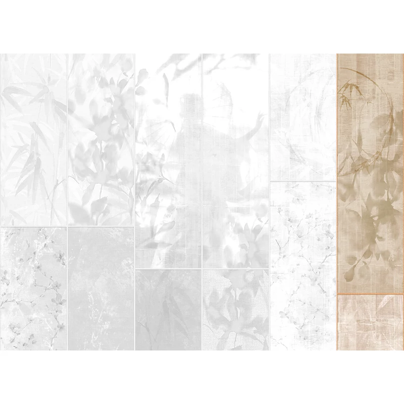 JV Japán nő virágokkal arany vinyl poszter tapéta Sumi Gold 68 cm X 3 m