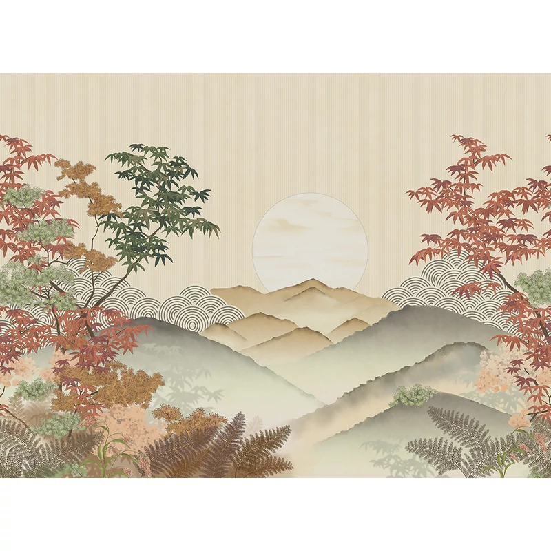JV Napnyugta japánkertben színes vinyl tapéta Invermere Gold 400 cm X 3 m