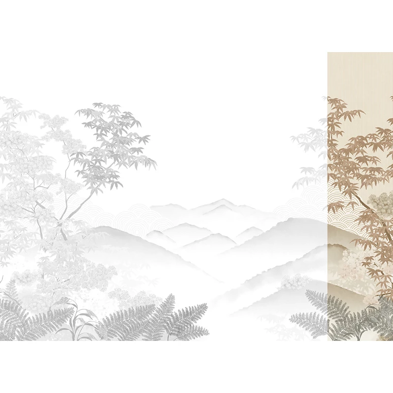 JV Napnyugta japánkertben bézs vinyl poszter tapéta Invermere Beige 68 cm X 3 m