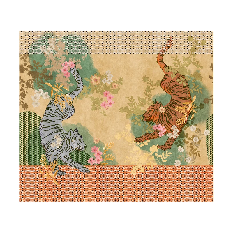 JV Tigrisek tánca narancssárga vinyl poszter tapéta Noen Orange 340 cm X 3 m