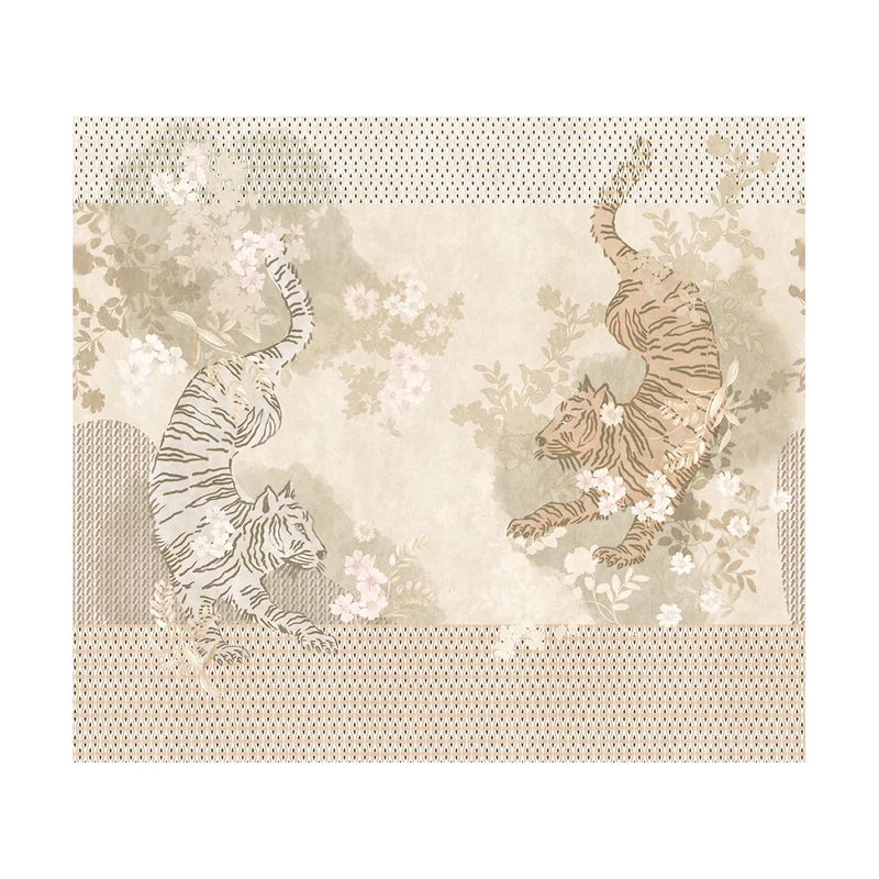 JV Tigrisek tánca bézs vinyl poszter tapéta Noen Beige 68 cm X 3 m