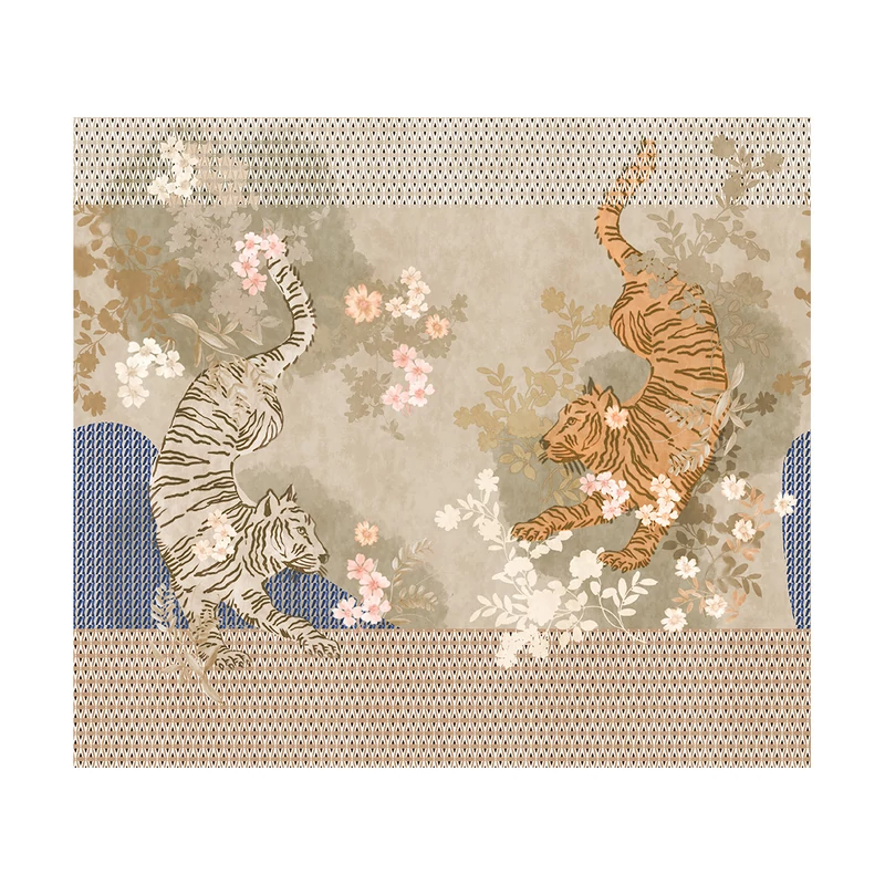 JV Tigrisek tánca bézs vinyl poszter tapéta Noen Platinum 340 cm X 3 m