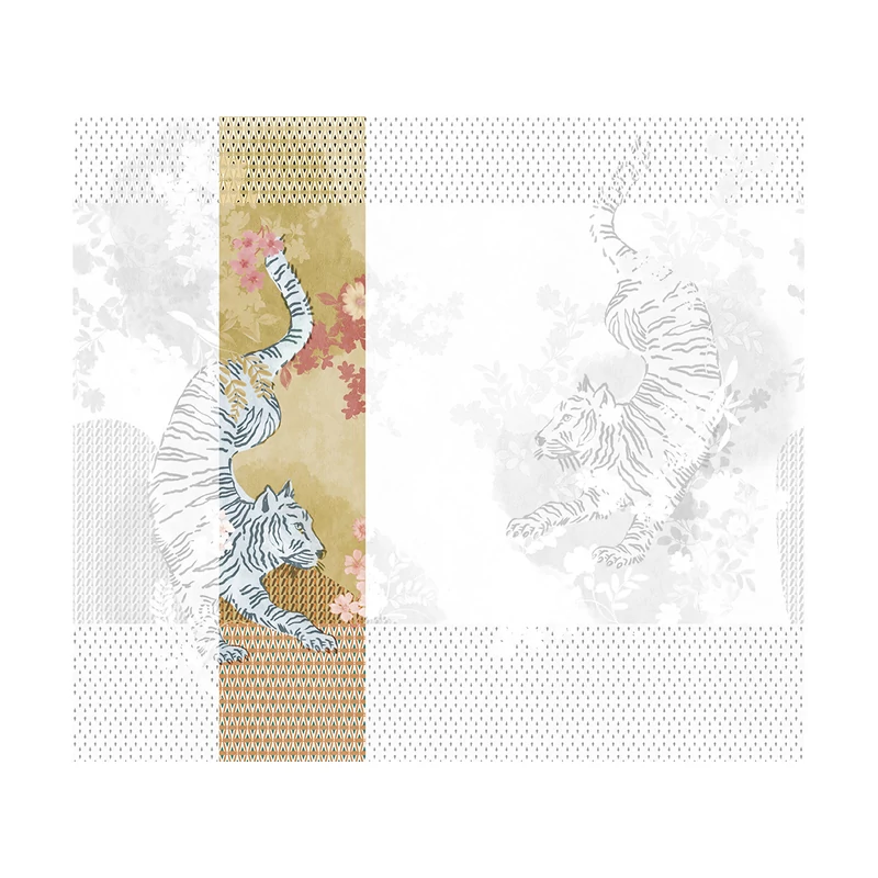 JV Tigrisek tánca arany színű vinyl poszter tapéta Noen Gold 68 cm X 3 m