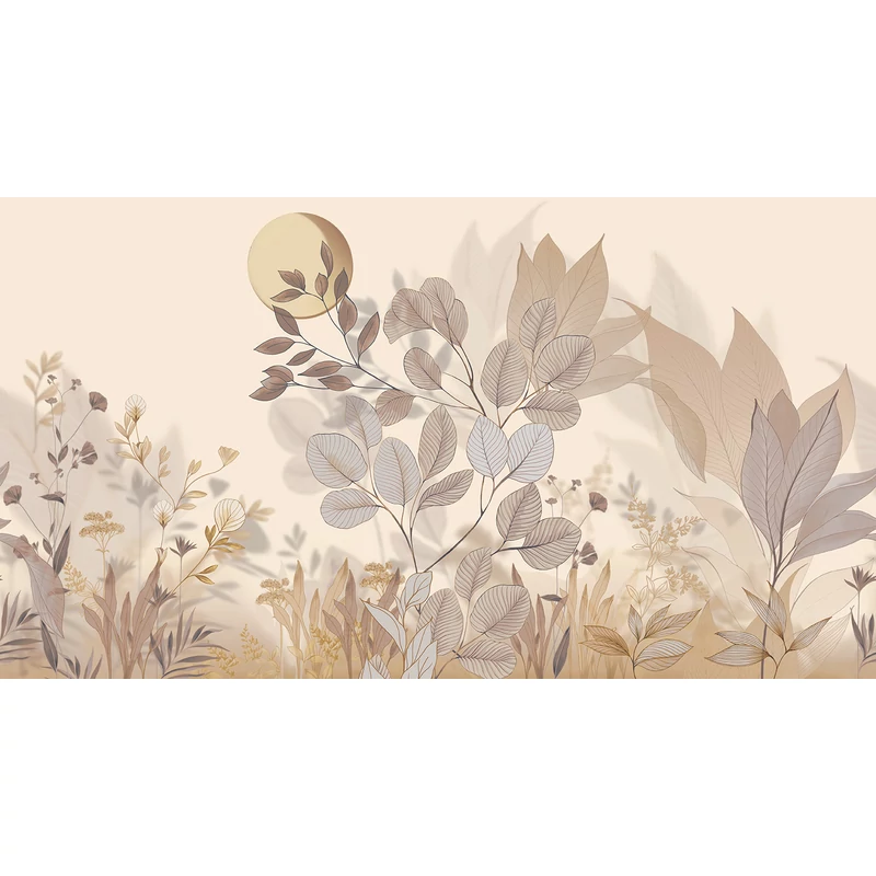 JV Levélmintás art deco bézs vinyl poszter tapéta Belvedere Dawn 544 cm X 3 m