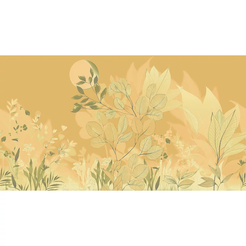 JV Levélmintás art deco sárga vinyl poszter tapéta Belvedere Mustard 544 cm X 3 m