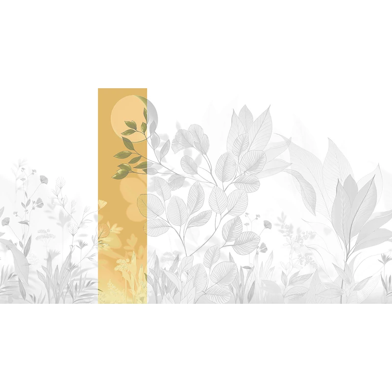 JV Levélmintás art deco sárga vinyl poszter tapéta Belvedere Mustard 68 cm X 3 m