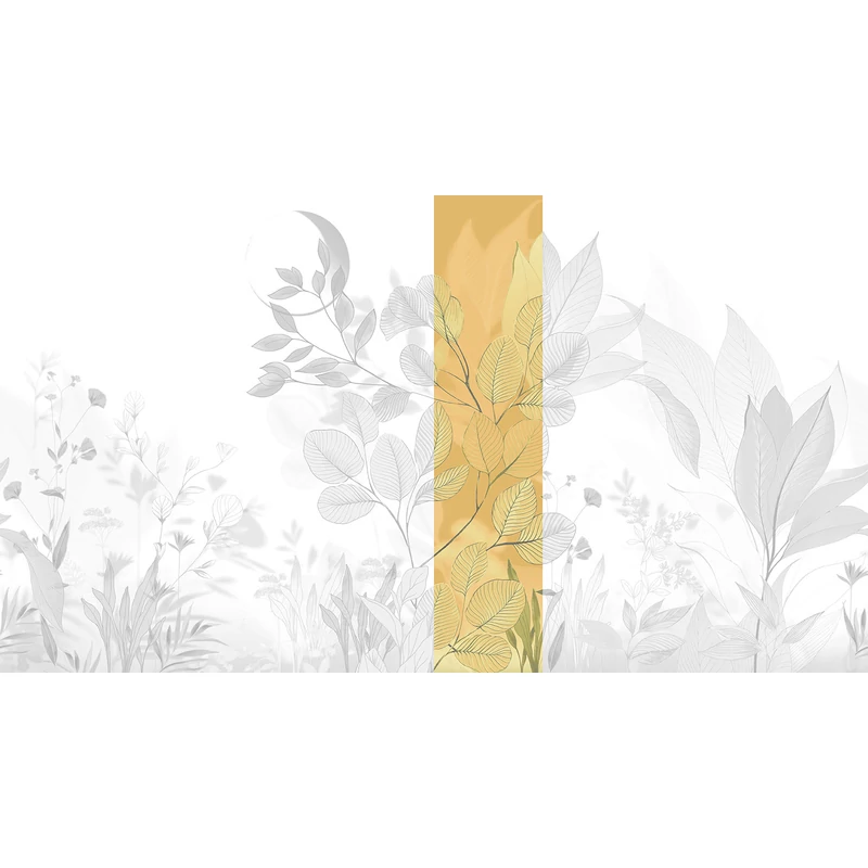 JV Levélmintás art deco sárga vinyl poszter tapéta Belvedere Mustard 68 cm X 3 m