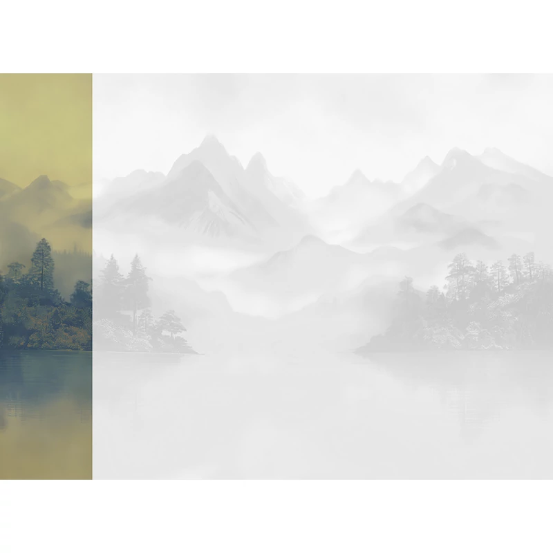 JV Ködös hegycsúcsok kék-sárga vinyl poszter tapéta Huangshan Gold 68 cm X 3 m