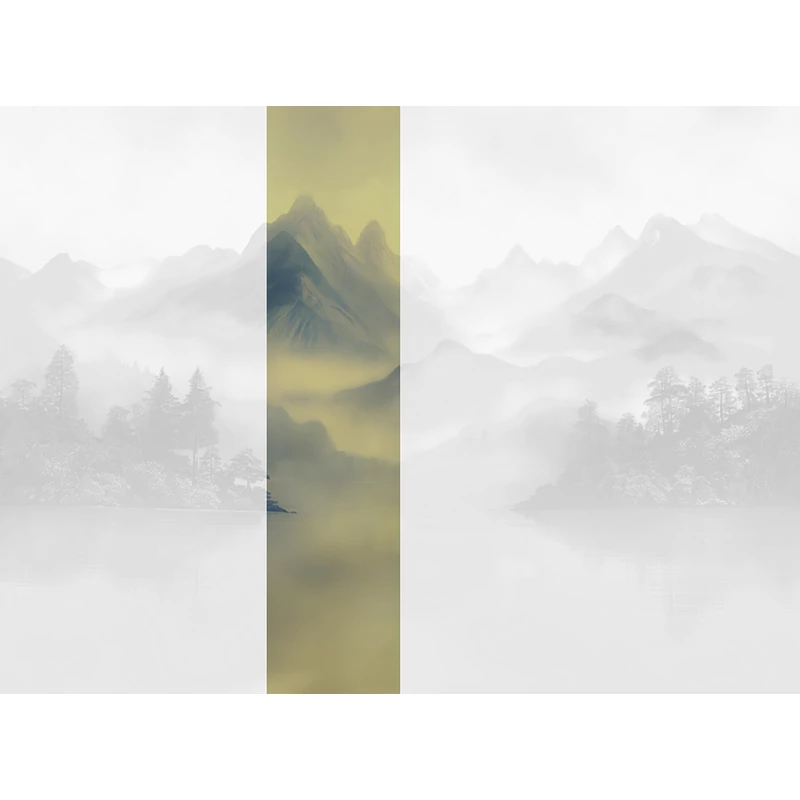 JV Ködös hegycsúcsok kék-sárga vinyl poszter tapéta Huangshan Gold 68 cm X 3 m