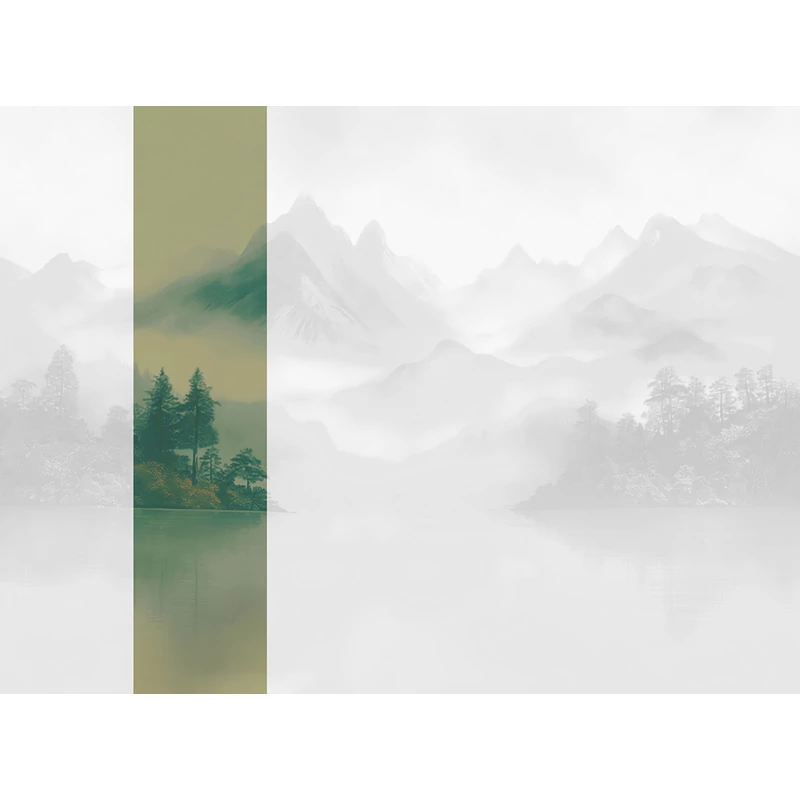 JV Ködös hegycsúcsok zöld vinyl poszter tapéta Huangshan Green 68 cm X 3 m