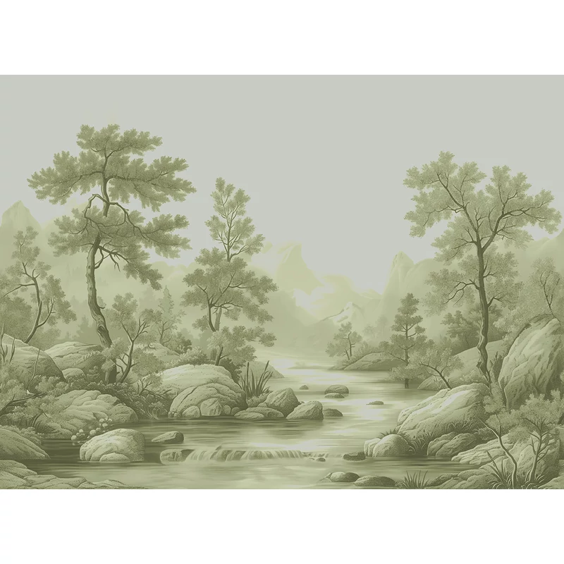 JV Patak az erdőben zöld vinyl poszter tapéta Arcadia Sepia 400 cm X 3 m