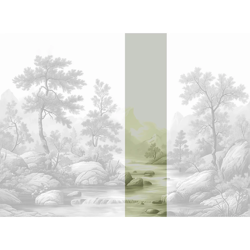 JV Patak az erdőben zöld vinyl poszter tapéta Arcadia Sepia 68 cm X 3 m