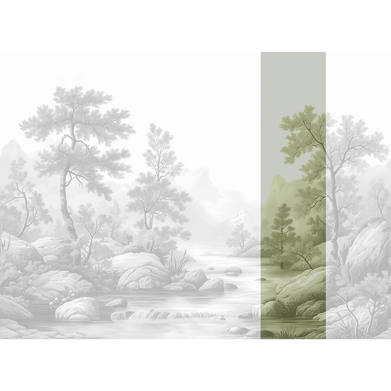 JV Patak az erdőben zöld vinyl poszter tapéta Arcadia Sepia 68 cm X 3 m