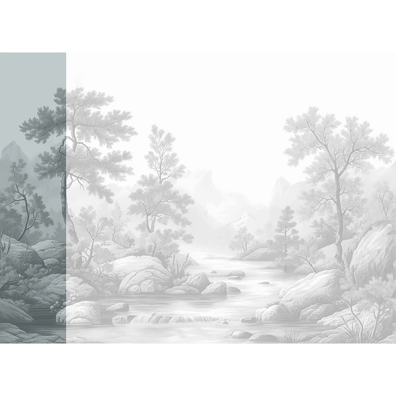 JV Patak az erdőben szürke vinyl poszter tapéta Arcadia B&W 68 cm X 3 m