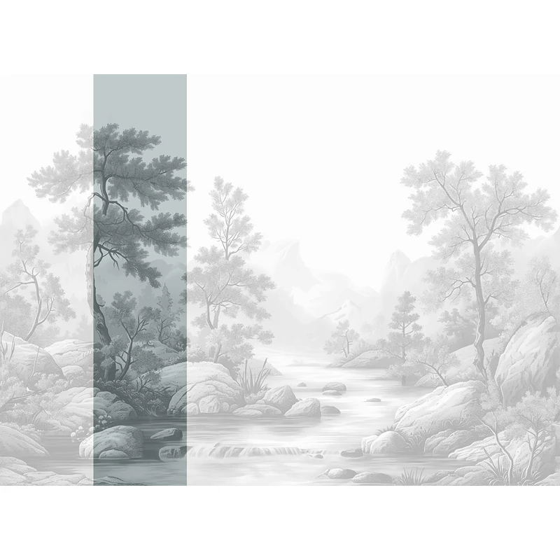 JV Patak az erdőben szürke vinyl poszter tapéta Arcadia B&W 68 cm X 3 m